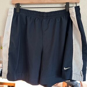 Nike Women's Navy and White Athletic Shorts